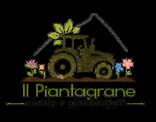 Il Piantagrane logo featuring a farm tractor with plants and flowers